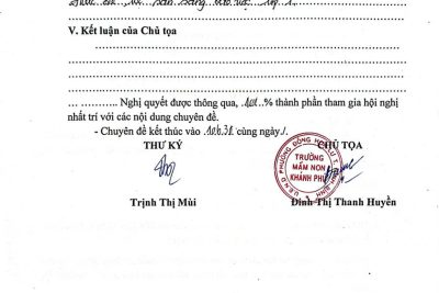 Nghị quyết sinh hoạt chuyên đề: tổ chức hoạt động hướng dẫn cho trẻ sẵn sàng vào học lớp 1 đáp ứng yêu cầu liên thông chương trình giáo dục phổ thông 2018.