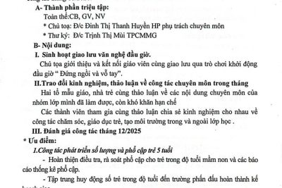 Nghị quyết sinh hoạt chuyên môn tháng T1/2026