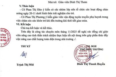 Nghị quyết sinh hoạt chuyên môn tháng 11/2025