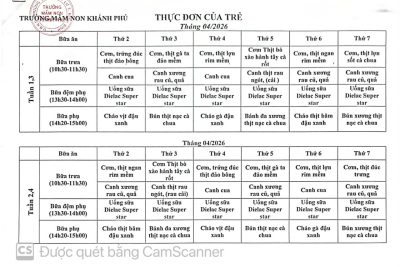 Thực đơn tháng 4 .2026