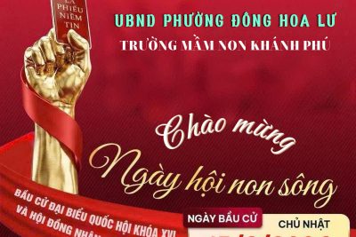Hoạt động tuyên truyền cho ngày bầu cử của cô trò trường mầm non Khánh Phú