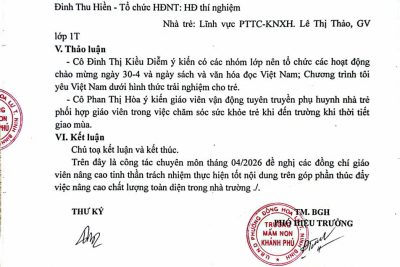 Nghị quyết sinh hoạt chuyên môn tháng 4
